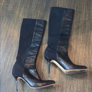 Jimmy Choo 37.5 black heeled leather boots 7.5